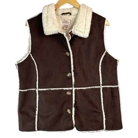 VINTAGE Northern Reflections Faux Suede And Fur Patchwork Vest Western Cowgirl L - Picture 2 of 9